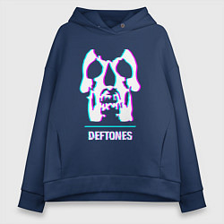 Толстовка оверсайз женская Deftones glitch rock, цвет: тёмно-синий