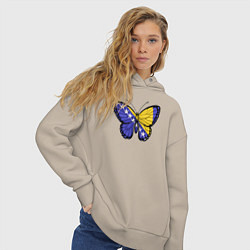 Толстовка оверсайз женская Бабочка Босния и Герцеговина, цвет: миндальный — фото 2