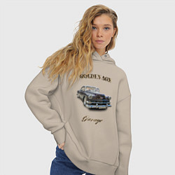 Толстовка оверсайз женская Классический автомобиль Chevrolet Bel Air, цвет: миндальный — фото 2