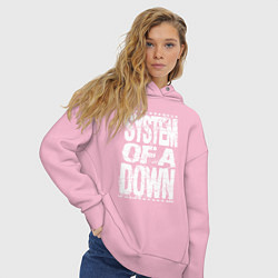 Толстовка оверсайз женская System of a down - stencil, цвет: светло-розовый — фото 2