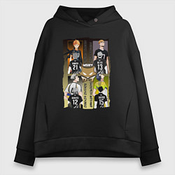 Толстовка оверсайз женская Волейбол - haikyuu, цвет: черный