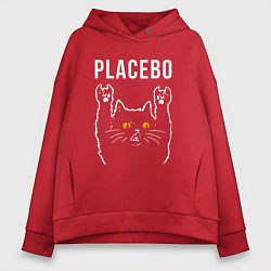 Толстовка оверсайз женская Placebo rock cat, цвет: красный