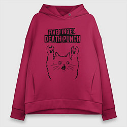 Толстовка оверсайз женская Five Finger Death Punch - rock cat, цвет: маджента