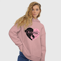 Толстовка оверсайз женская Blackpink сердце, цвет: пыльно-розовый — фото 2