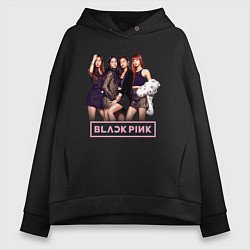 Толстовка оверсайз женская Rose Blackpink kpop, цвет: черный