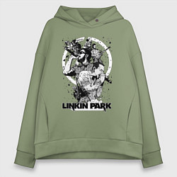 Толстовка оверсайз женская Linkin Park all, цвет: авокадо