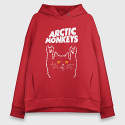 Толстовка оверсайз женская Arctic Monkeys rock cat, цвет: красный