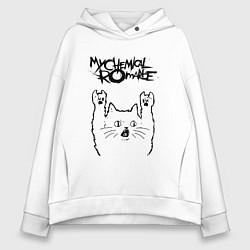 Толстовка оверсайз женская My Chemical Romance - rock cat, цвет: белый