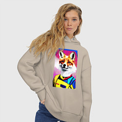 Толстовка оверсайз женская Fox - pop art - fashionista, цвет: миндальный — фото 2