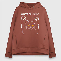 Толстовка оверсайз женская OneRepublic rock cat, цвет: кирпичный