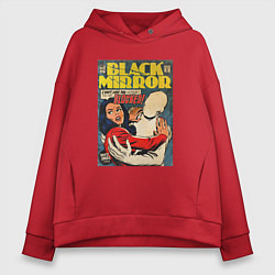Толстовка оверсайз женская Белое рождество - Черное зеркало: комикс обложка, цвет: красный