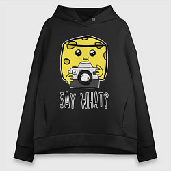 Толстовка оверсайз женская Cheese photographer, цвет: черный