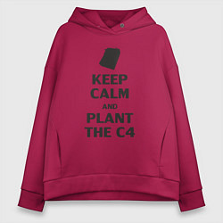Толстовка оверсайз женская Plant c4 - Counter Strike meme, цвет: маджента