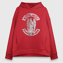 Толстовка оверсайз женская Плачущие ангелы, цвет: красный