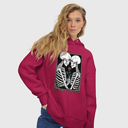 Толстовка оверсайз женская Skeleton - lamoureux, цвет: маджента — фото 2