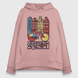 Толстовка оверсайз женская Amsterdam bike, цвет: пыльно-розовый