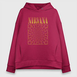 Толстовка оверсайз женская Nirvana лого, цвет: маджента