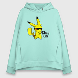 Толстовка оверсайз женская Pika thug life, цвет: мятный