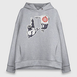 Толстовка оверсайз женская Хеллсинг ладони Алукарда, цвет: меланж