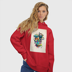 Толстовка оверсайз женская Machinarium, цвет: красный — фото 2