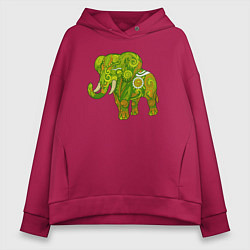 Толстовка оверсайз женская Зелёный слон, цвет: маджента