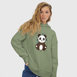 Толстовка оверсайз женская Странная панда, цвет: авокадо — фото 2