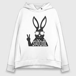 Толстовка оверсайз женская Stay cool rabbit, цвет: белый