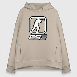 Толстовка оверсайз женская CS2 logo, цвет: миндальный