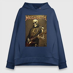 Толстовка оверсайз женская Megadeth - skeleton - heavy metal, цвет: тёмно-синий