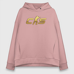 Толстовка оверсайз женская CS 2 gold logo, цвет: пыльно-розовый