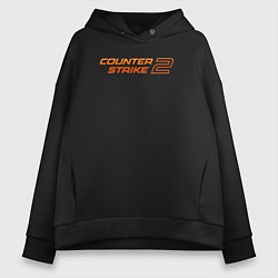 Толстовка оверсайз женская Counter strike 2 orange logo, цвет: черный