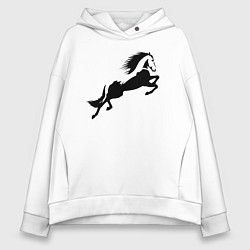 Толстовка оверсайз женская Лошадь в прыжке, цвет: белый