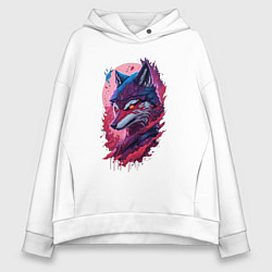 Толстовка оверсайз женская Воин Лис - аниме персонаж, цвет: белый