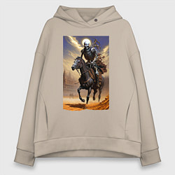 Толстовка оверсайз женская Всадник апокалипсиса - нейросеть, цвет: миндальный
