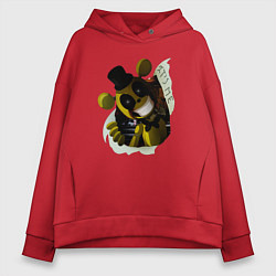 Толстовка оверсайз женская Золотой Фредди прорвался, цвет: красный