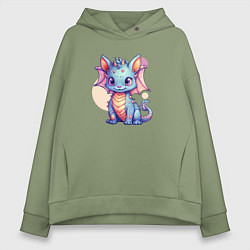 Женское худи оверсайз Cute dragon cat