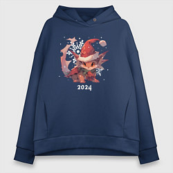 Толстовка оверсайз женская Happy Dragon year 2024, цвет: тёмно-синий