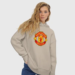 Толстовка оверсайз женская Манчестер Юнайтед фк спорт, цвет: миндальный — фото 2