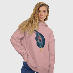 Толстовка оверсайз женская Девушка космос в волосах, цвет: пыльно-розовый — фото 2
