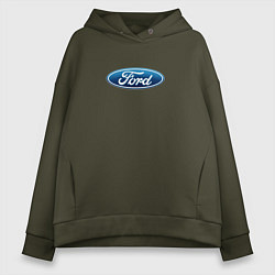 Толстовка оверсайз женская Ford usa auto brend, цвет: хаки