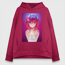 Толстовка оверсайз женская Anime Girl refflex, цвет: маджента