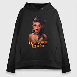 Толстовка оверсайз женская Karlah - Baldurs gate - ahegao, цвет: черный