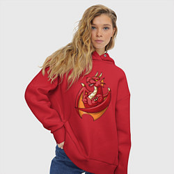 Толстовка оверсайз женская Спортивный дракон, цвет: красный — фото 2