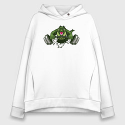 Толстовка оверсайз женская Crocodile gym, цвет: белый