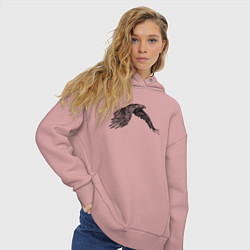 Толстовка оверсайз женская Орёл в полёте, цвет: пыльно-розовый — фото 2