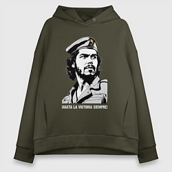 Толстовка оверсайз женская Че Гевара - До победы!, цвет: хаки