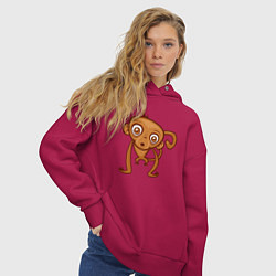 Толстовка оверсайз женская Удивлённая обезьянка, цвет: маджента — фото 2