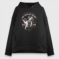 Толстовка оверсайз женская Original apparel my rules bad ass, цвет: черный