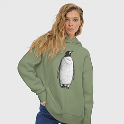 Толстовка оверсайз женская Пингвин стоит анфас, цвет: авокадо — фото 2