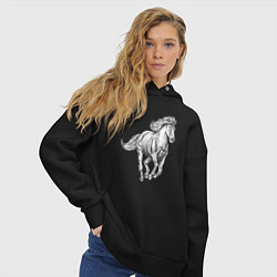 Толстовка оверсайз женская Белая лошадь скачет, цвет: черный — фото 2